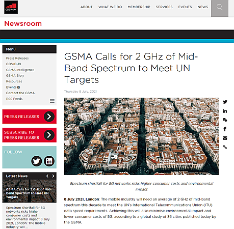 GSMA 呼吁开放 2GHz 中频频谱，以降低成本、满足联合国目标